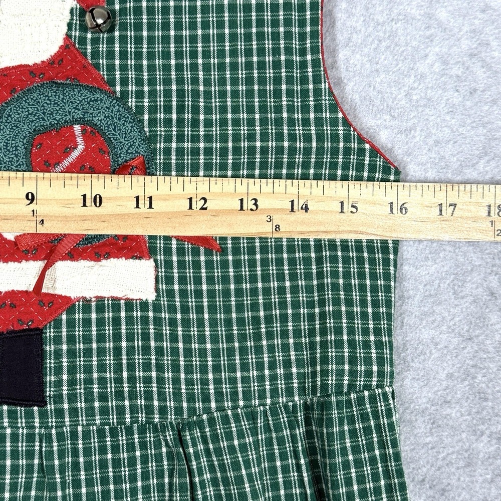 Vintage Handmade Christmas Dress Girls‎ 10 12 Plaid Midi Jumper Santa Cottage - Picture 9 of 10